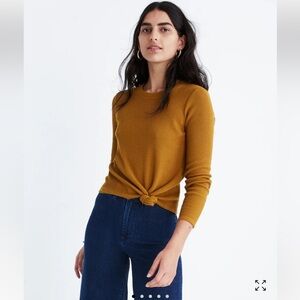 Texture & Thread Jacquard Knot-Front Top